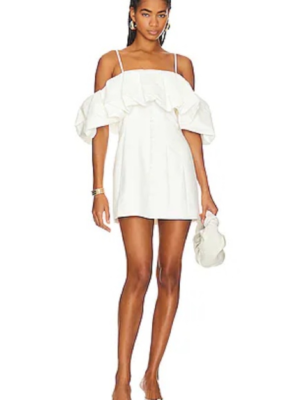 Simkhai Puff off-shoulder cotton and linen minidress